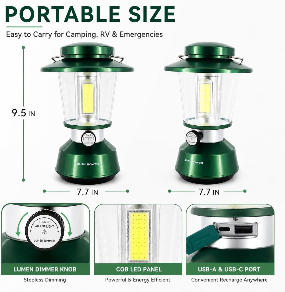 Durapower Rechargeable Camping Lantern,2800 Lumen Super Bright LED Camping La...