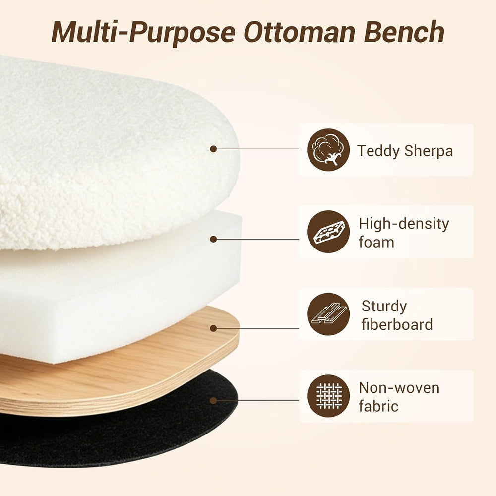 Ottoman with Storage 45.5" Storage Ottoman Bench White | Teddy Upholster...
