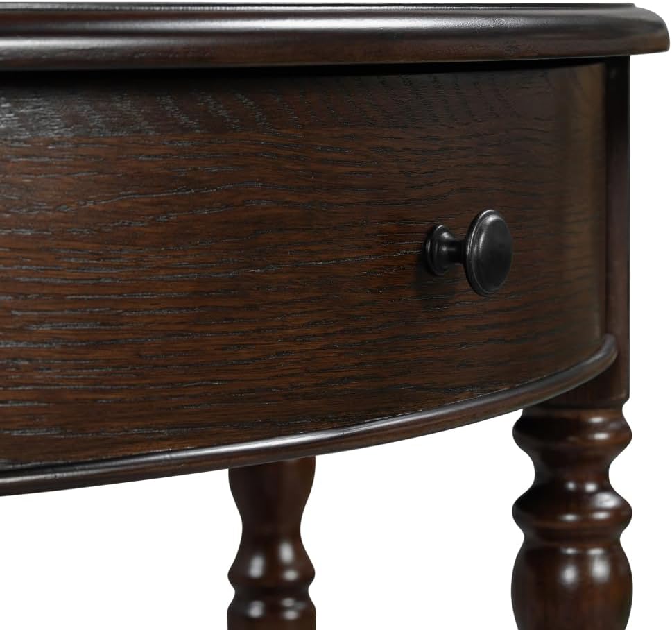 ZOEDO Farmhouse Half Moon Console Table with Drawer & Shelf - Rustic Acce...