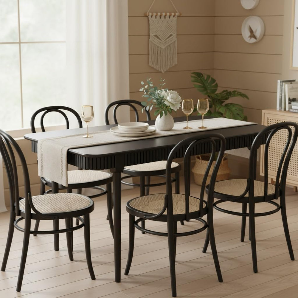 LukeAlon 63-inch Solid Wood Dining Table for 4-6, Mid-Century Modern Kitchen ...