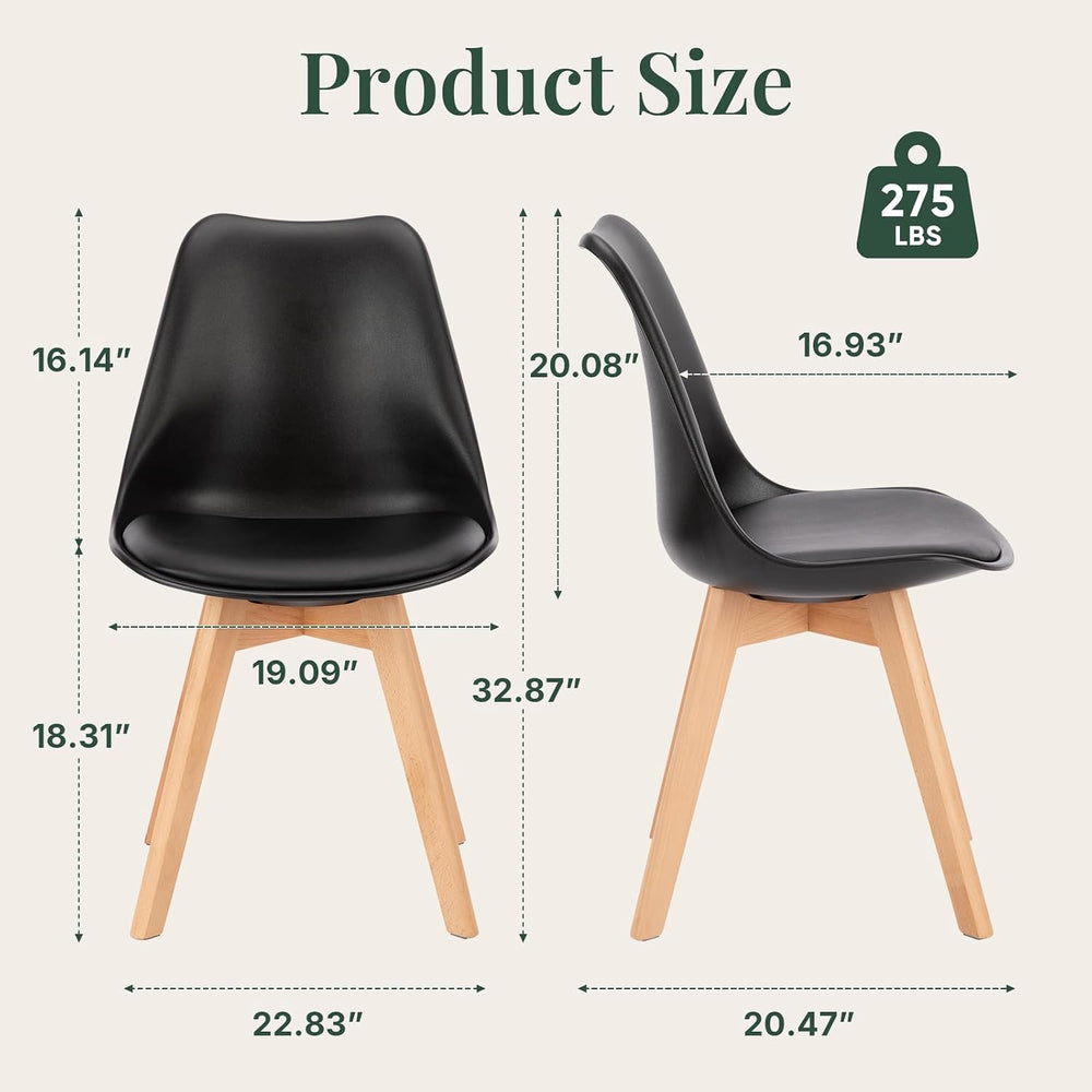 Dining Chairs Set of 8, PU Leather Padded Seat for Living Room | Modern, Upho...