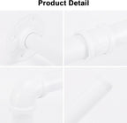 Industrial Iron Pipe Clothes Hanging Bar DIY Wall-Mounted Garment Rack Heavy Duty Clothing Rack for Bedroom, Laundry Room, Closet Storage (White 40 inch)