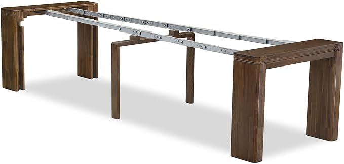 X02DA-208-12 - 5-Pc Kitchen Table Set includes an Extendable Rectangle Kitchen Table, 2 Polyester Fabric Dining Chairs and 2 Modern Benches, 39x120 Inch, Antique Walnut