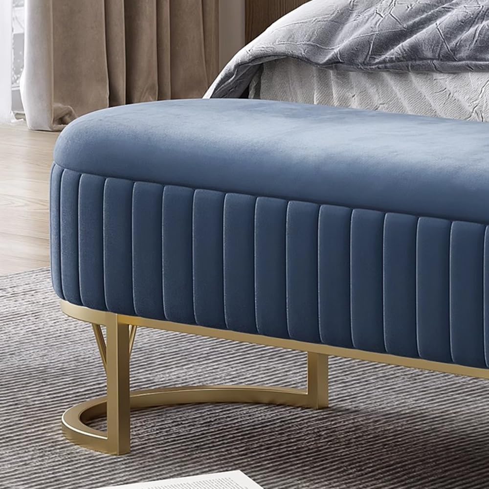 Modern Storage Bench Upholstered Bedside Stool with Metal Legs Modern for Liv...