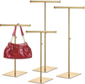 Leinuosen 4 Pcs T Shaped Purse Display Stand Necklace Display Stand Tabletop Adjustable Height Purse Hanger Rack
