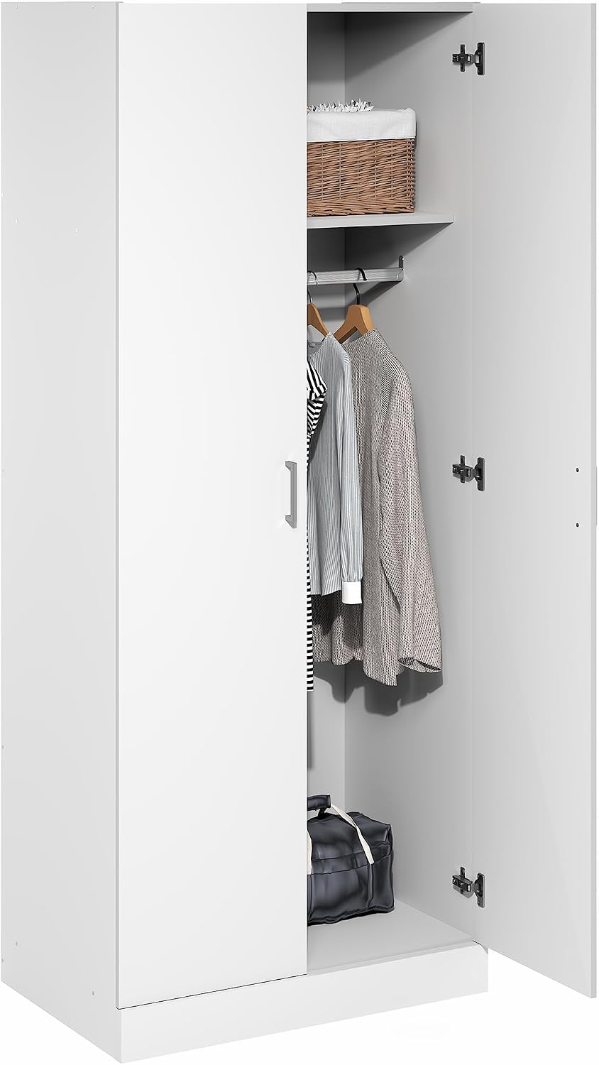 Furinno Robin Wardrobe Cabinet with Hanging Rod, Plain White | Closet Organizers and Storage, for Wardrobe, Bedroom, Living Room, Entryway,