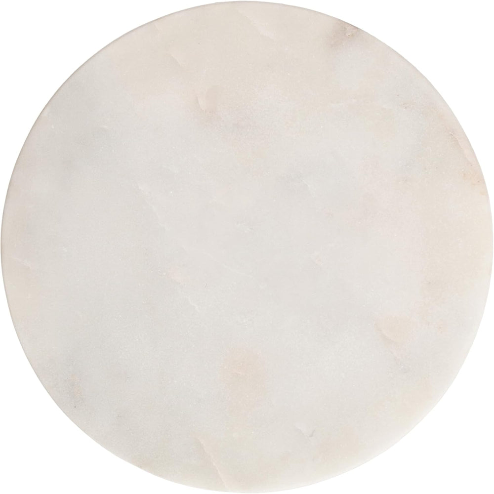 Kate and Laurel Helio Modern Round Marble Drink Table, 8 x 8 x 24, White and ...