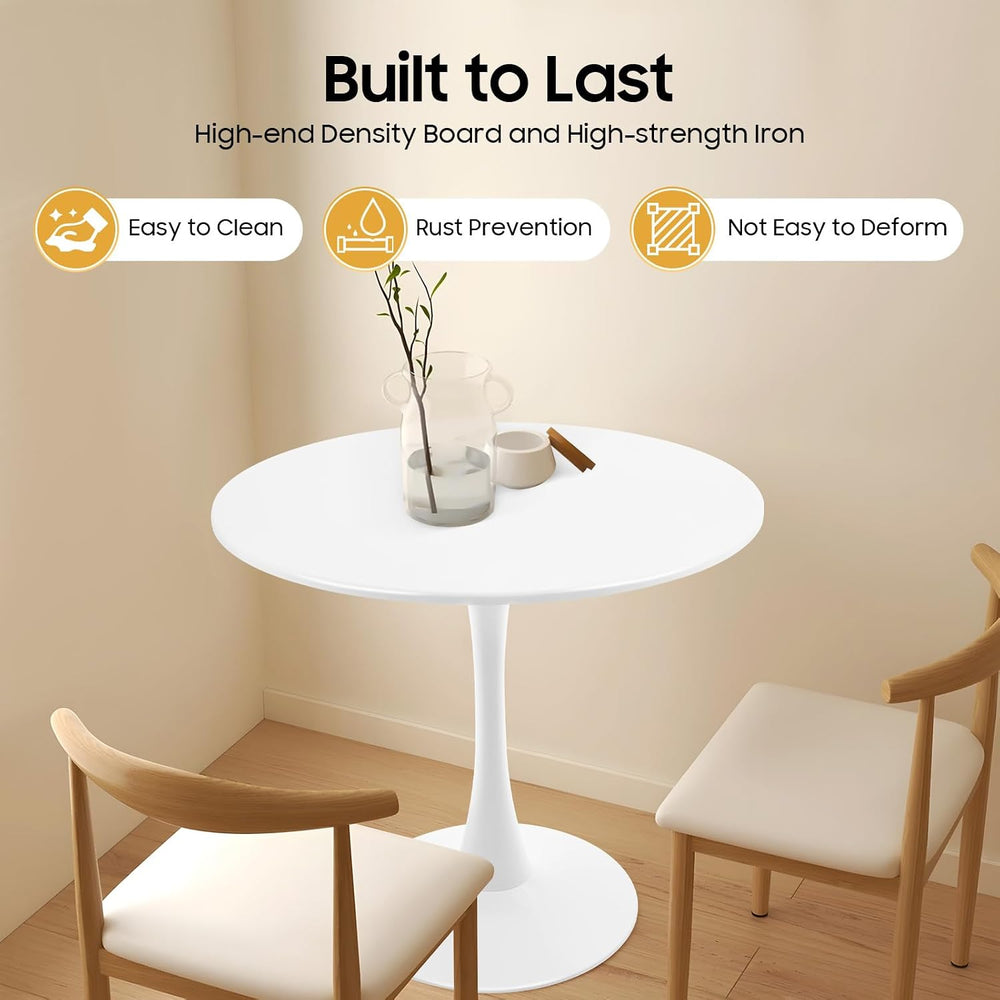 31.5 Inch Round Dining Table for 3 Person, Modern Minimalist Space-Saving Cir...