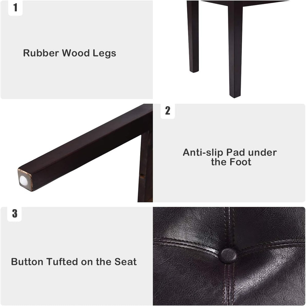 Upholstered Dining Bench Seat with PU Leather, End of Bed Bench | Button-Tuft...