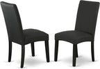 East West Furniture V626DR124-7 7 Piece Dining Set Consist of a Rectangle Dining Room Table with V-Legs and 6 Black Color Linen Fabric Upholstered Chairs, 36x60 Inch, Multi-Color