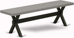 East West Furniture X696AB106-6 6 Piece Dining Room Set Contains a Rectangle Dining Table with X-Legs and 4 Shitake Linen Fabric Parson Chairs with a Bench, 36x60 Inch, Multi-Color