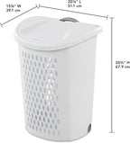 (1-Pack) Wheeled Laundry Basket - 135 Liters Large Capacity - White Plastic with a Cover and Extendable Handle, Suitable for Homes, Dormitories,Laundry Rooms and Apartments.