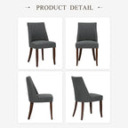 COLAMY Upholstered Dining Chairs Set of 2, Mid Century Modern Kitchen Chairs with Back, Farmhouse Fabric Side Dining Room Chairs with Wood Legs for Dining Room Restaurant, Dark Grey