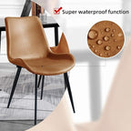 Modern Dining Chairs Set of 4, Upholstered Faux Leather Cushion Seat and Sturdy Metal Legs (4 Brown Chairs)