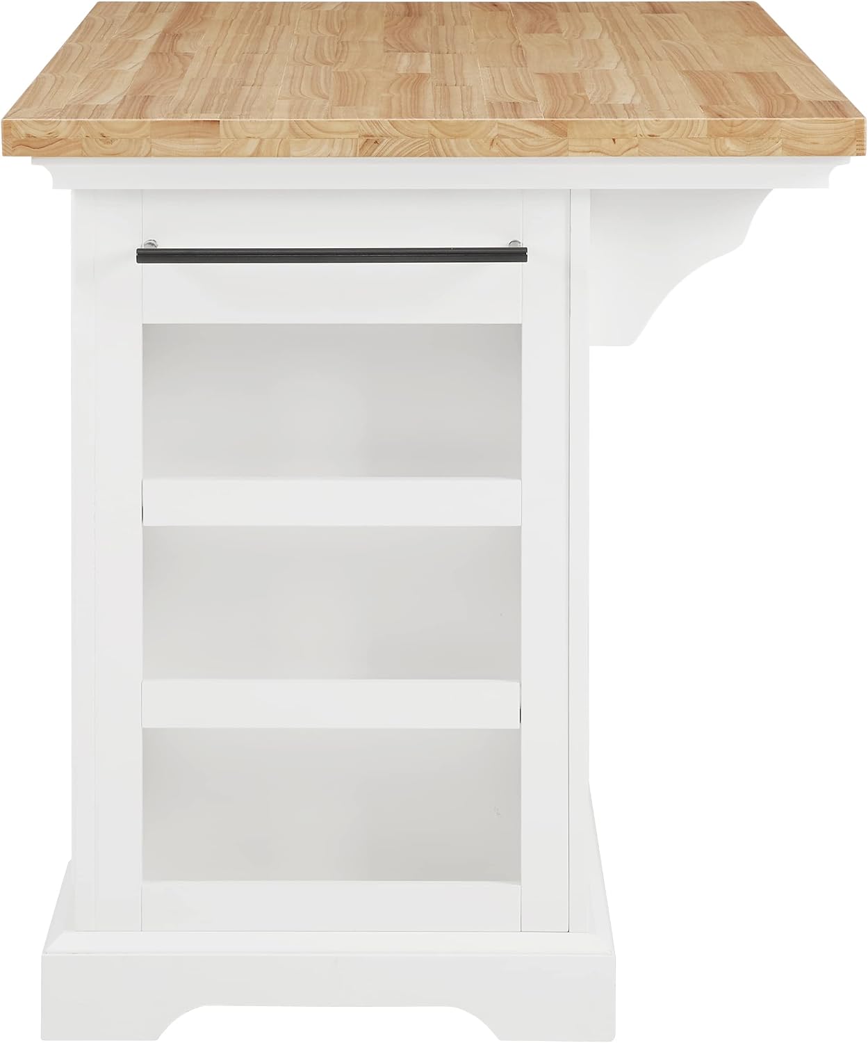 Crosley Furniture Julia Wood Top Kitchen Island with Storage Drawers, Shelves, and Spice Rack, White