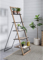 5 Tier Ladder Bookshelf, A-Frame Wooden Ladder Shelf, Freestanding Display Plant Stand for Living Room, Bedroom