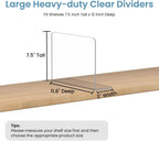 OKPOW Shelf Dividers Closet Organizer - 7.5" Tall X 11.8" Deep Acrylic Clear Sturdy Separate for Clothes Purse - Adjustable Space Saver Easy Install for Home Organization Enthusiasts 8 Pack
