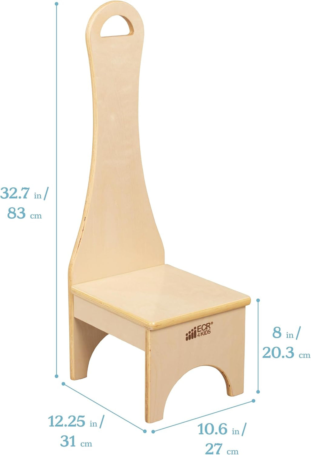 ECR4Kids Step Stool with Long Handle, One Step, Wooden, Montessori Furniture,...