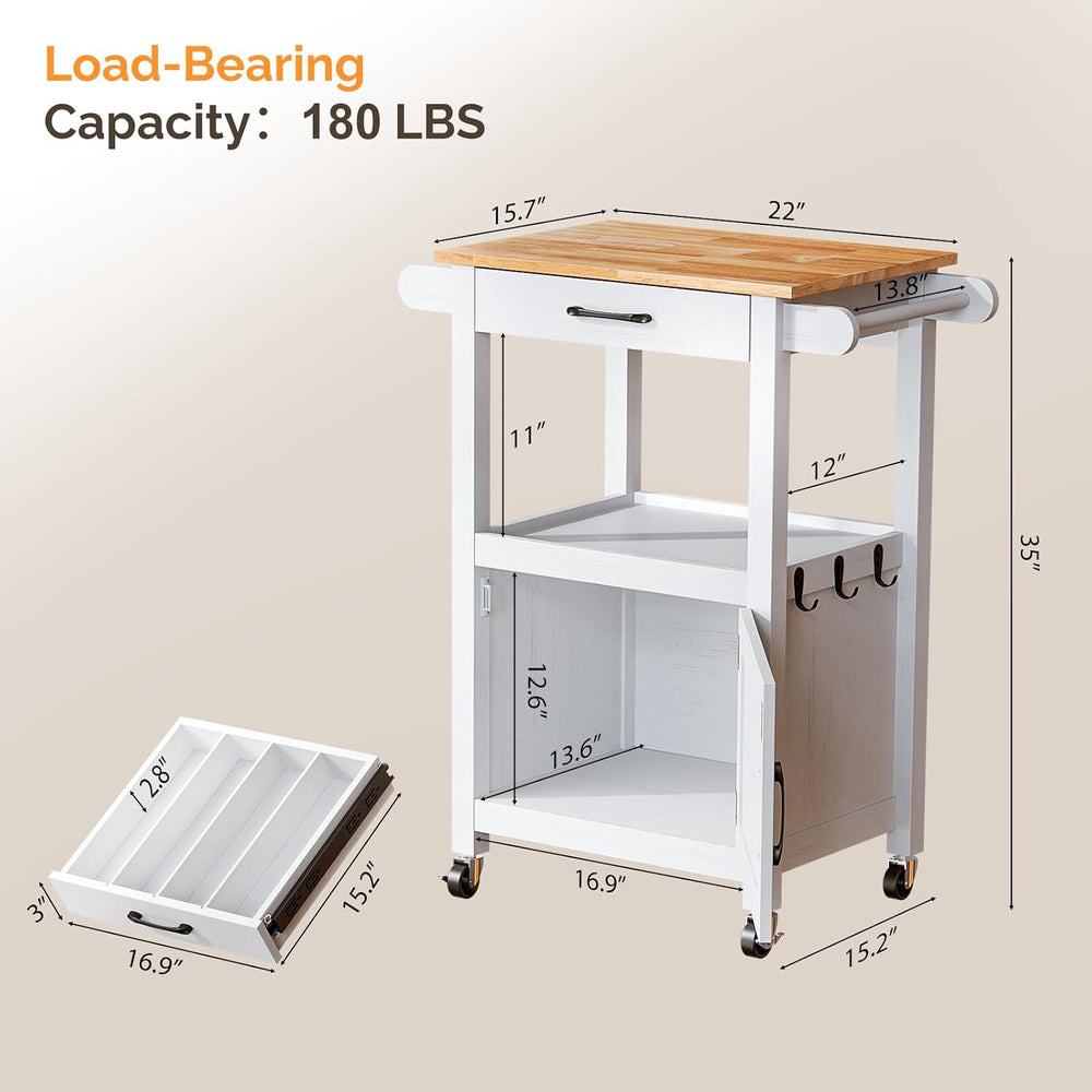 VINGLI Rolling Kitchen Island Cart with Storage Cabinet & Microwave Stand...