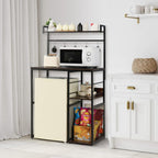 LUCKUP Mini Fridge Cabinet Microwave Stand with Shelf Storage, 4 Tiers Kitchen Bakers Rack with Adjustable Feet for Kitchen Dorm Space Saving, Rustic Brown