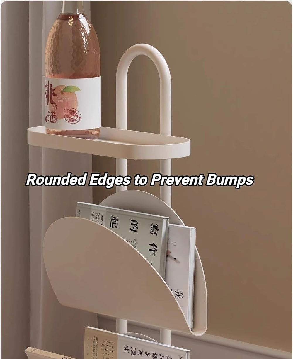 Metal 3-Tier Side Table with Magazine Rack, Small End Table with Open Storage...