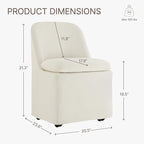 Upholstered Dining Chairs with Casters, Washable Cover Modern Dining Room Chairs with Thick Cushion & Sturdy Metal Frame for Kitchen, Living Room, Dressing Room, Beige Fabric, Set of 2