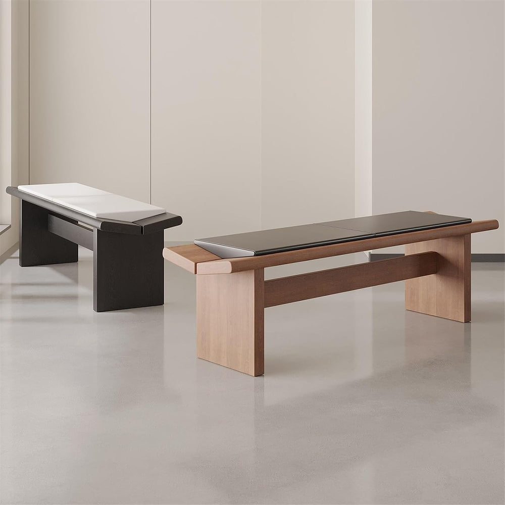 Modern Wooden Long Shoe-Changing Bench for Bedroom Dressing Room Leather Bed ...