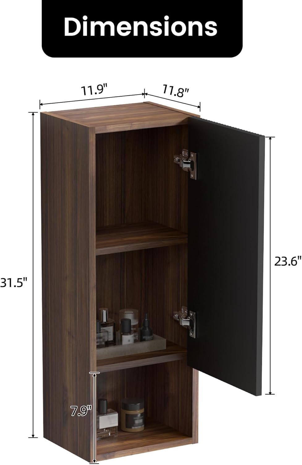 12" Floating Bathroom Storage Cabinet, Modern Wall Cabinets with Soft-Cl...