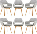 Mid Century Modern Dining Chairs Set of 6 & 4 & 2 Comfy Accent Chair Upholstered Kitchen Dining Living Room Chairs for Bedrooms Waiting Room Home Arm Desk Chair No Wheels (Gray, 6)