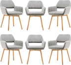 Mid Century Modern Dining Chairs Set of 6 & 4 & 2 Comfy Accent Chair Upholstered Kitchen Dining Living Room Chairs for Bedrooms Waiting Room Home Arm Desk Chair No Wheels (Gray, 6)