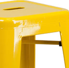 Flash Furniture Commercial Grade 30" High Backless Yellow Metal Indoor-Outdoor Barstool with Square Seat