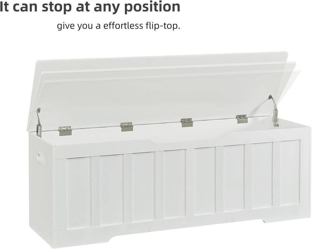VANKILEY 51.2" Storage Chest Extra Large,Wooden Storage Bench,White | Ch...