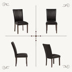 Furniliving Upholstered Dining Chairs Set of 4 - PU Leather Modern Farmhouse Kitchen Chairs, High-Back Dining Room Chairs with Wooden Legs for Kitchen Dining Room Living Room.Brown