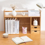 Bamboo Desktop Bookshelf, Small Bookcase for Students on The Desk, Simple Office Desk Bookshelf Organizer, Natural Bamboo Desktop Organizer,Ideal Gift for Family & Friends22.83x7.48x18.11in