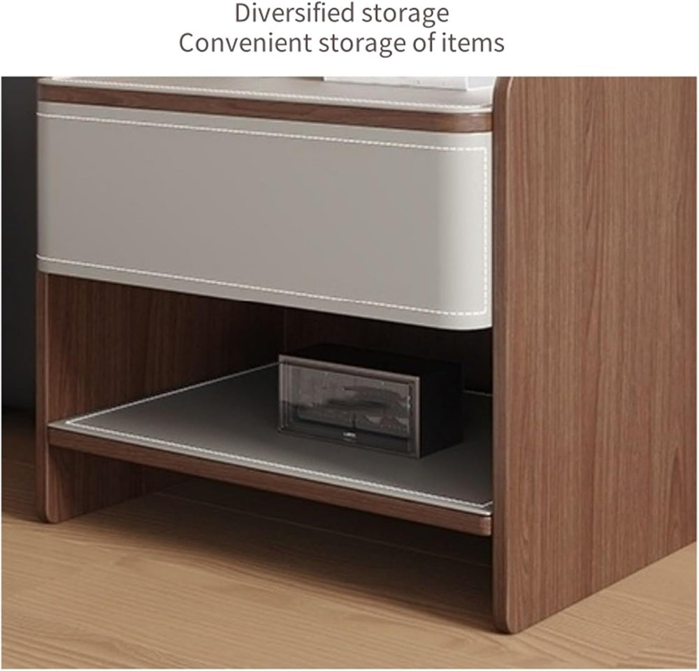 Modern Nightstands with Drawer and Open Storage Shelf Wooden Bedside Table En...