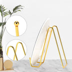 Kruodop 6 Inch Plate Stands for Display, 5 Pack Plate Holder Display Stand, Gold Metal Frame Easel Holder Stand for Pictures,Book, Photo, Decorative Plate