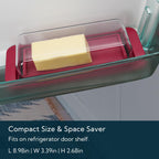 KITCHENDAO Airtight Butter Dish with Lid for Countertop and Refrigerator Door Shelf, Butter Keeper, Plastic Butter Holder Tray Container for West/East Coast Butter, Red