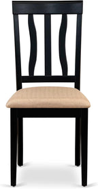 East West Furniture HLAN3-BCH-C 3 Piece Modern Dining Table Set Contains a Round Wooden Table with Pedestal and 2 Linen Fabric Kitchen Dining Chairs, 42x42 Inch, Black & Cherry