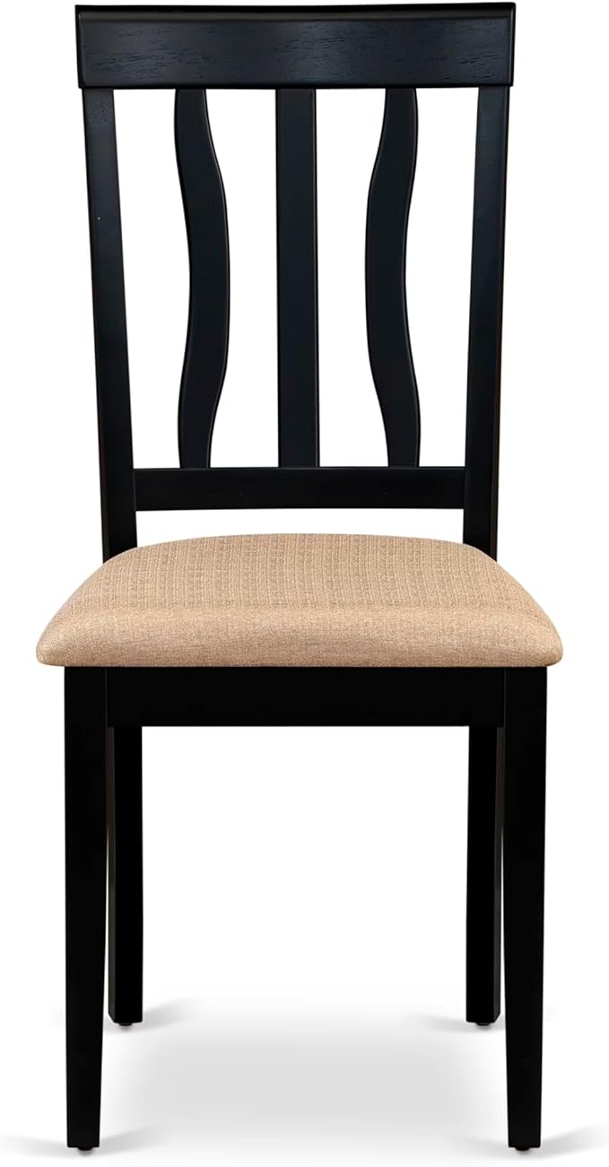 East West Furniture LGAN5-BLK-C 5 Piece Dinette Set for 4 Includes a Rectangle Dining Table with Butterfly Leaf and 4 Linen Fabric Dining Room Chairs, 42x84 Inch, Black