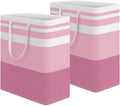 HomeHacks 2 Pack Large Laundry Baskets, Waterproof, Freestanding Laundry Hampers, Collapsible Clothes Hamper with Reinforced Handles in Laundry, College Dorm, Bathroom, Bedroom (Pink, 100Lx2)