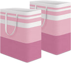 HomeHacks 2 Pack Large Laundry Baskets, Waterproof, Freestanding Laundry Hampers, Collapsible Clothes Hamper with Reinforced Handles in Laundry, College Dorm, Bathroom, Bedroom (Pink, 100Lx2)