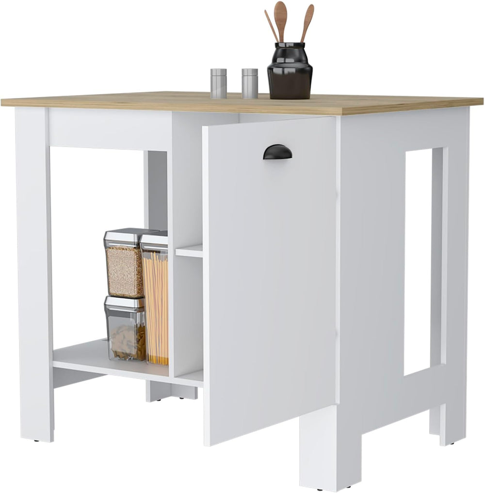 Kitchen Island with Single Door and Lower Open Shelf | Includes single door w...