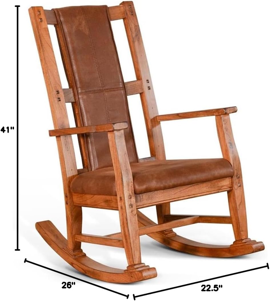 Pemberly Row Set of 2 Farmhouse Mindi Wood Rocking Chair in Rustic Oak