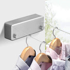 BESy Retractable Clothesline ABS case+Aluminum Dryer with Adjustable Stainless Steel Double Rope String Hotel Style Heavy Duty,Wall Mounted Method, 13.8 Feets,Silver