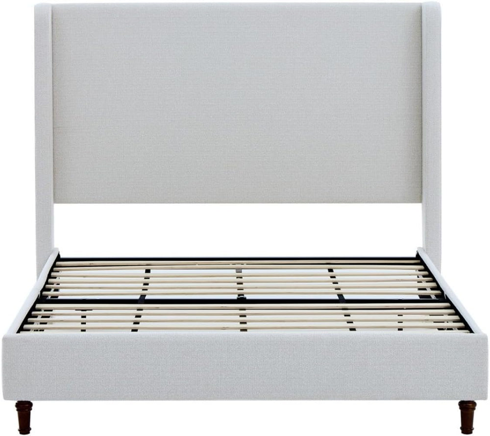 KEIKI Boucle Queen Size Bed Frame, 54" Tall Headboard Upholstered Platfo...