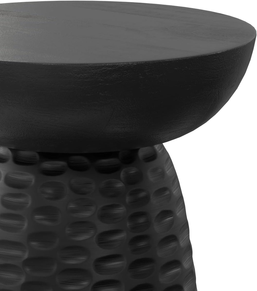 SIMPLIHOME Boyd 13" Wide Solid Wood Round End Table in Black