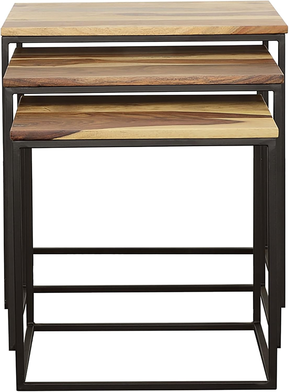 20" Natural Wood Stacking Nesting Tables, Set of Nesting Tables with Sle...