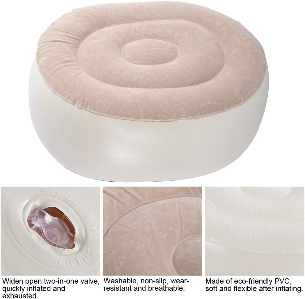 Inflatable Foot Stool PVC Air Inflatable Stool Ottoman Chair for Dorm or Outd...