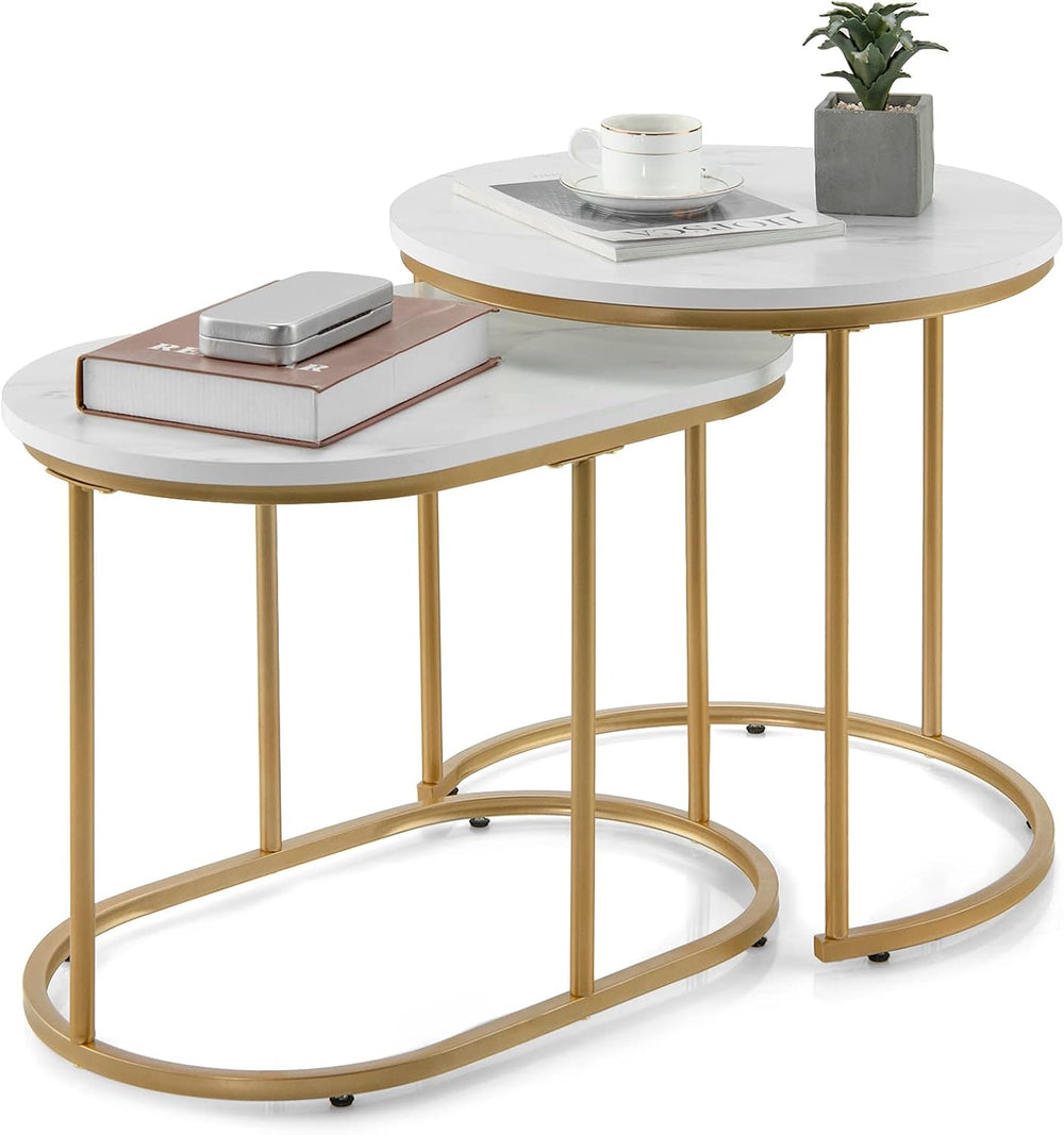 Giantex Modern Nesting Coffee Table Set of 2, Coffee Table & End Table Se...