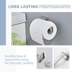 3PCS Bathroom Hardware Set, Brushed Nickel Toilet Paper Holder, 2 Square Towel Robe Hooks, SUS 304 Stainless Steel, Wall Mounted, Modern, Rust‑Resistant (Silvery)